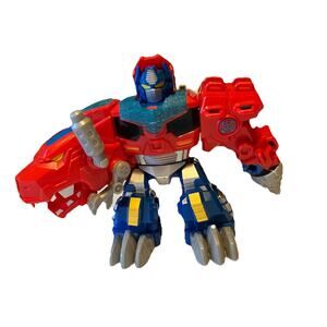 Playskool Transformers Rescue Bots Optimus Prime Dino Bot T-Rex. Working!!!